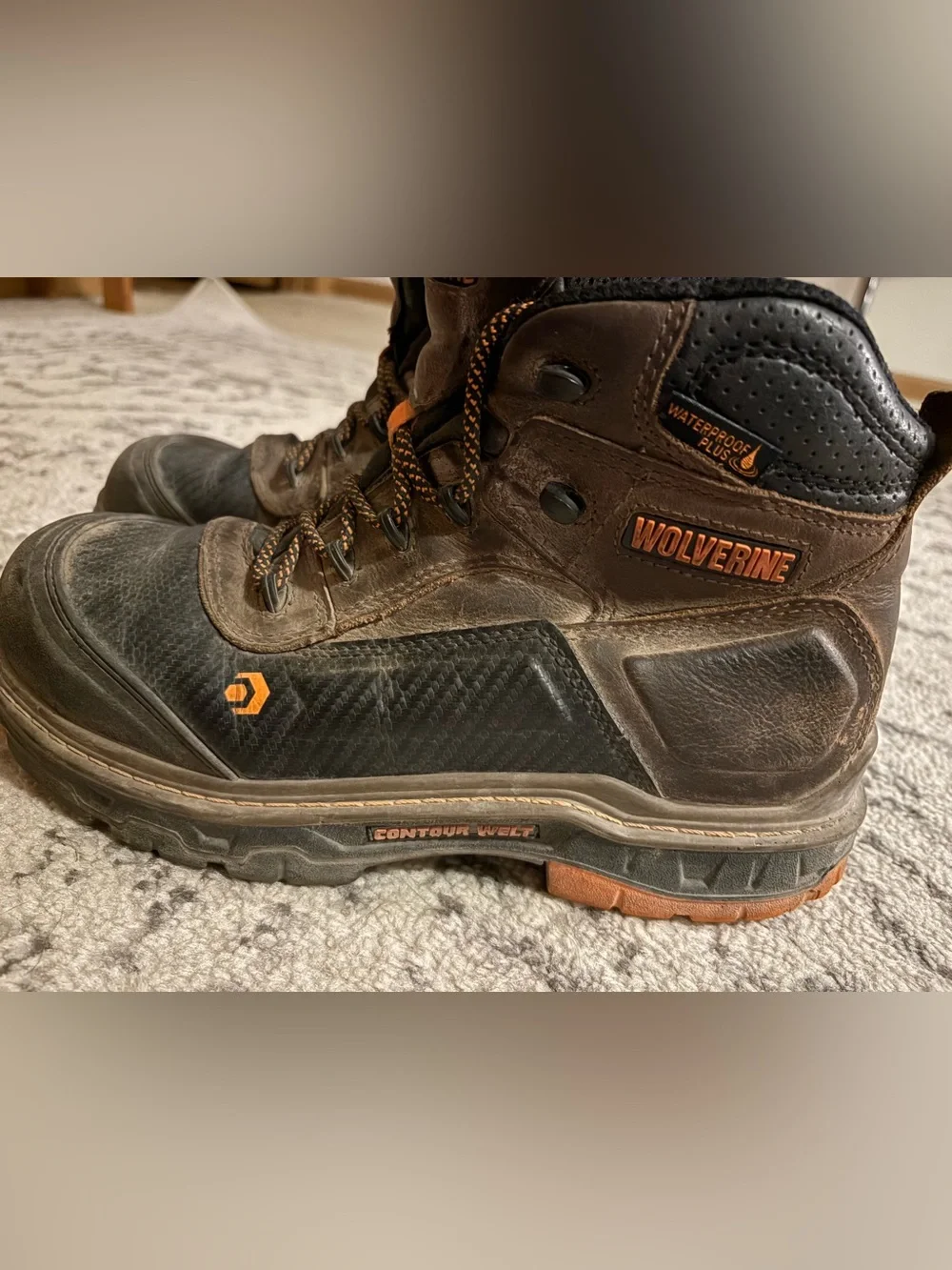 Wolverine Men’s Overpass 6” Waterproof Work Boots – Brown – Size 9 – EUC